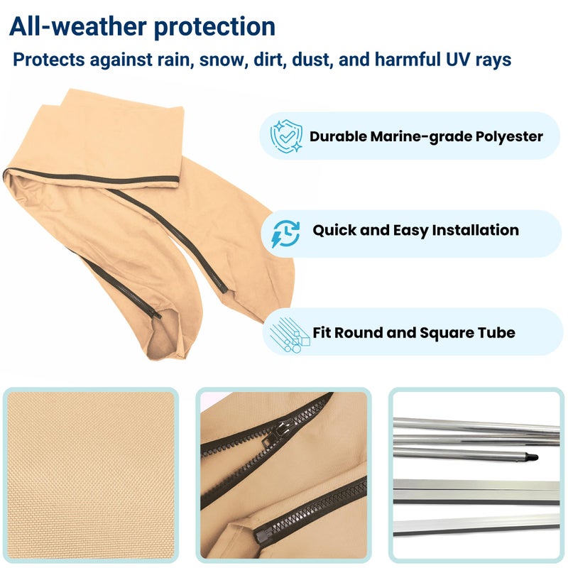 Savvycraft Bimini Top Storage Boot 97"-103" Width Beige Color, Waterproof UV Protection Bimini Top Replacement Boot, Fit Round and Square Tube - Image 3